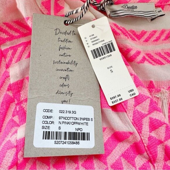 NWT Devotion Twins Ella Neon Pink White Swing Mini Dress Size S - Picture 9 of 11